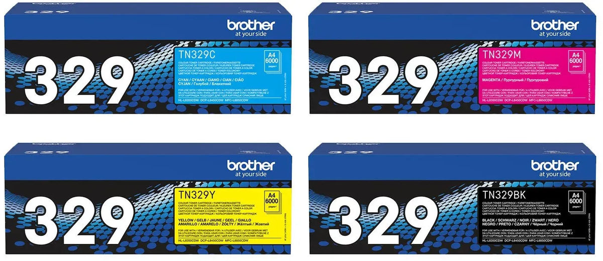 Brother TN-329 Toner Multipack Schwarz / Cyan / Magenta / Gelb (4 Stück)